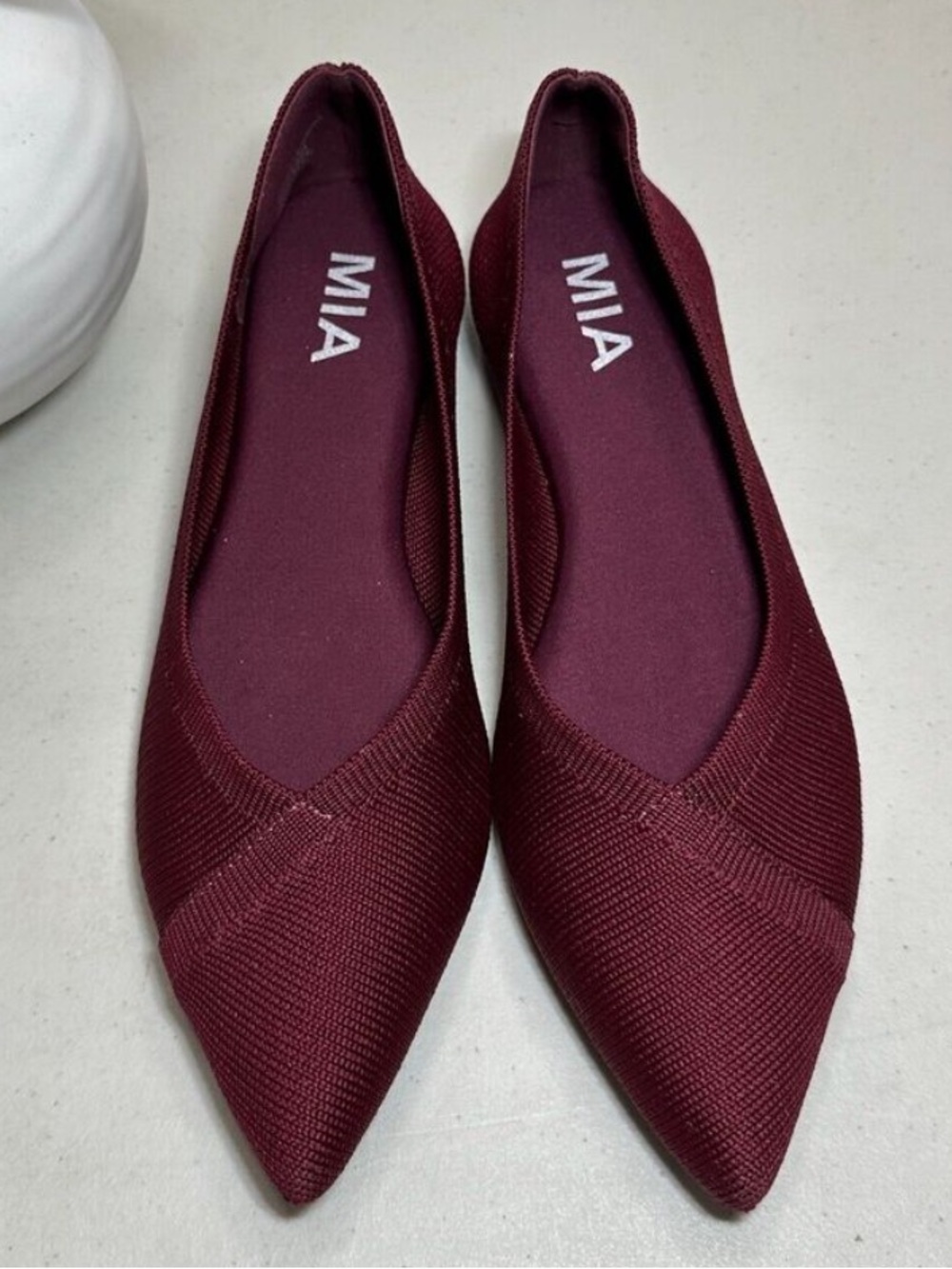 Mia Aurrora Flyknit Flat Burgundy Pointed Toe